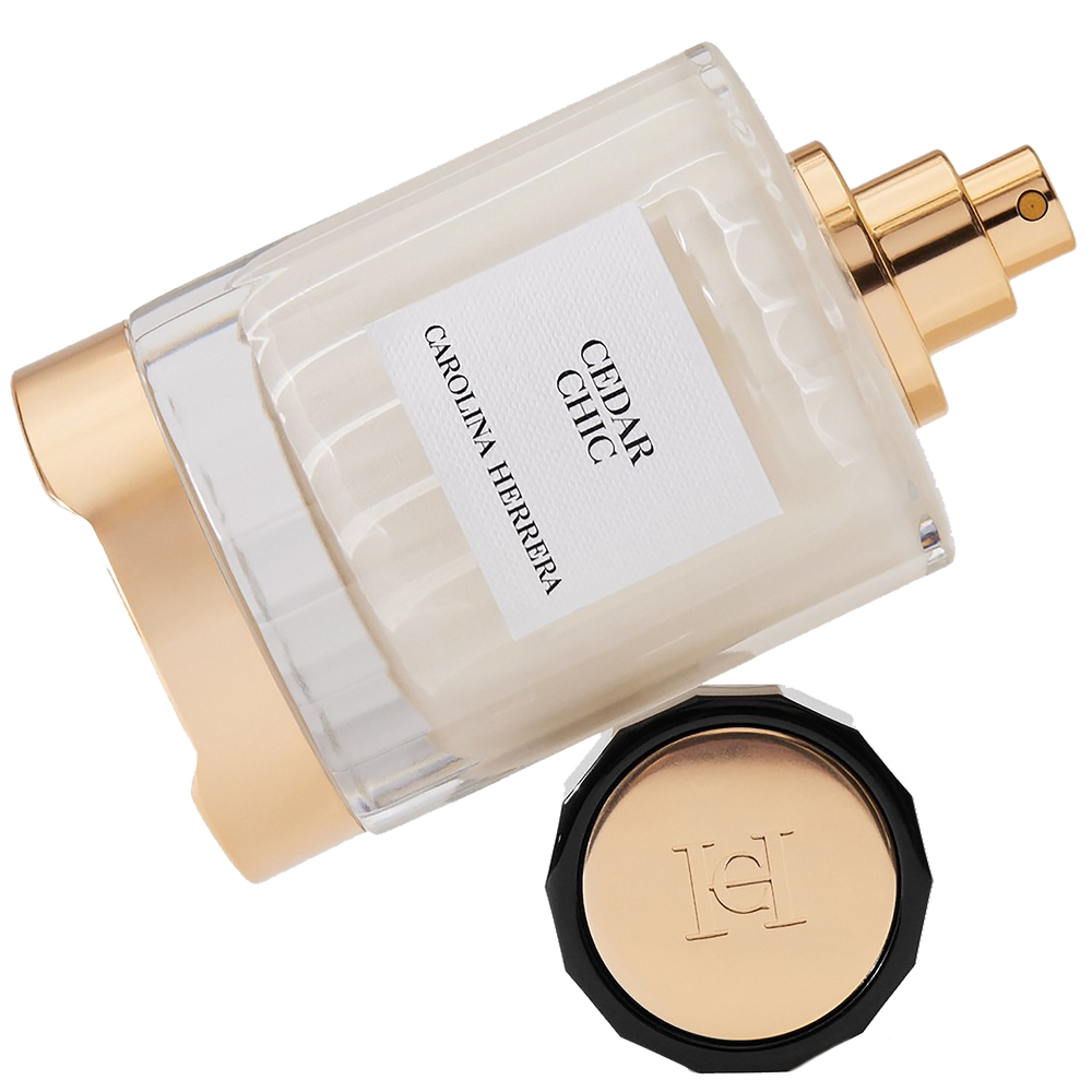 CAROLINA HERRERA Cedar Chic Eau de Parfum בקבוק בושם עם ברגמוט, ארז ומושק לבן