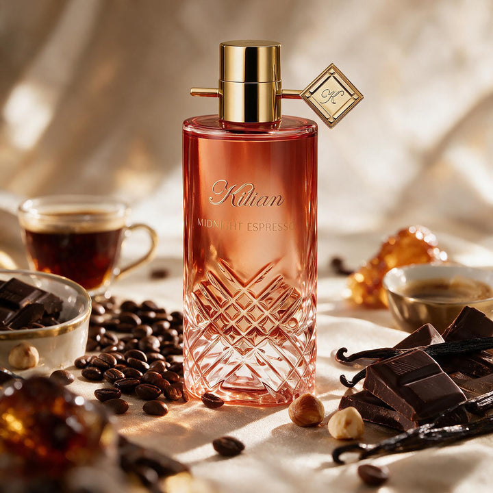 KILIAN Midnight Espresso Eau de Parfum בושם יוניסקס עם קפה, רום, שוקולד, אגוזי לוז, וניל בורבון ובנזואין