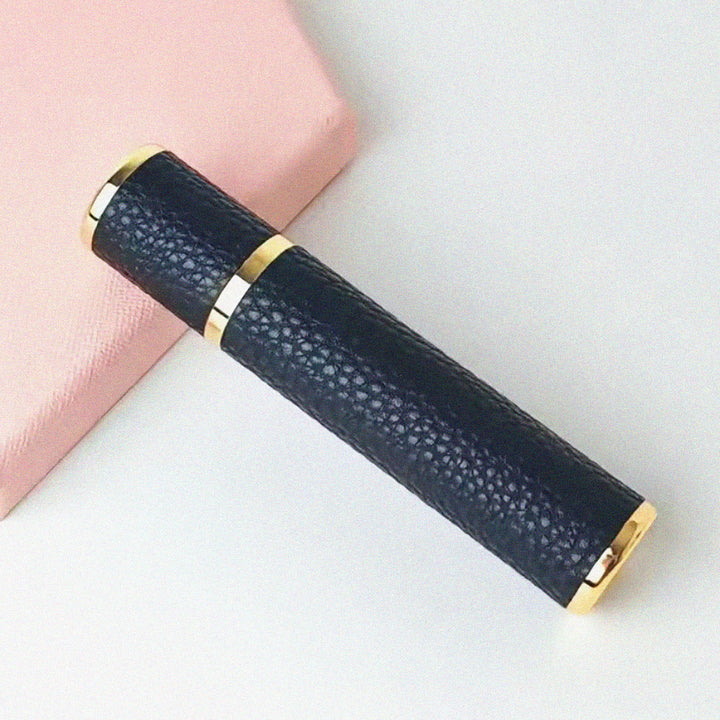 Portable Empty Travel Refillable Bottle With Sprayer Luxury Leather 15ml