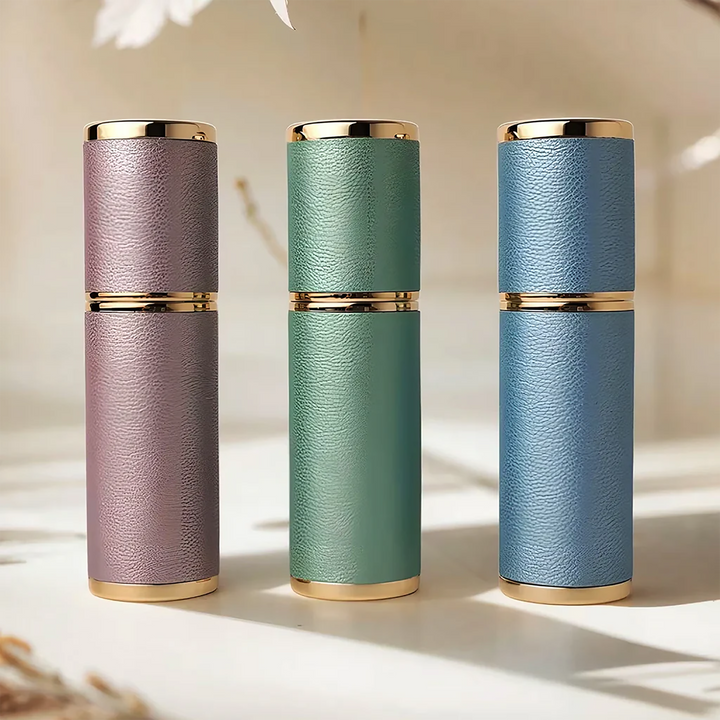 Portable Empty Travel Refillable Bottle With Sprayer Luxury Leather 5ml
