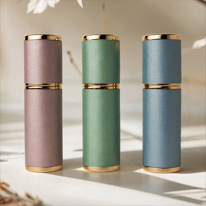 Portable Empty Travel Refillable Bottle With Sprayer Luxury Leather 5ml