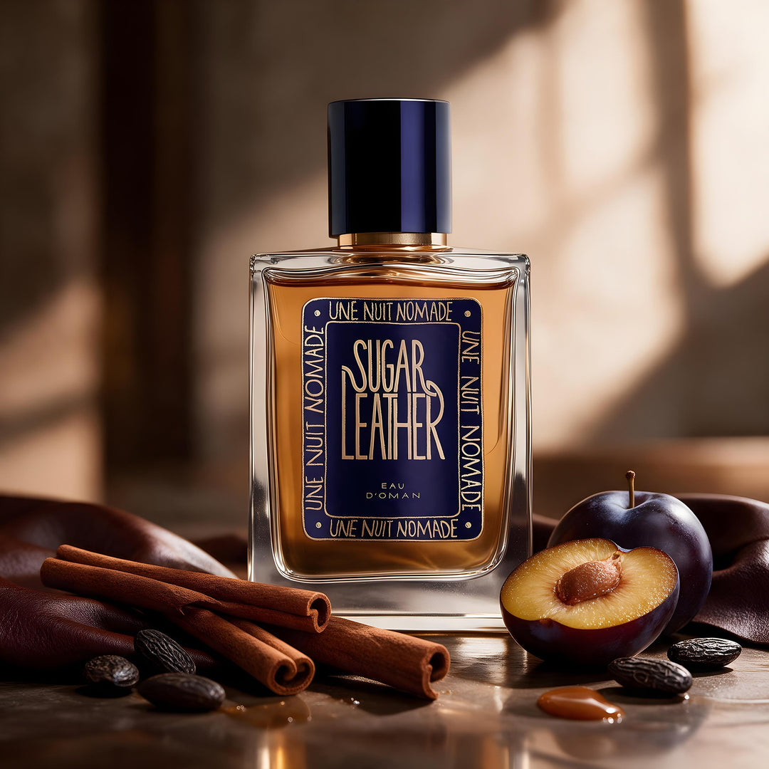 Une Nuit Nomade Sugar Leather Eau de Parfum בושם יוניסקס עם קינמון, שזיף, טונקה, קרמל ועור