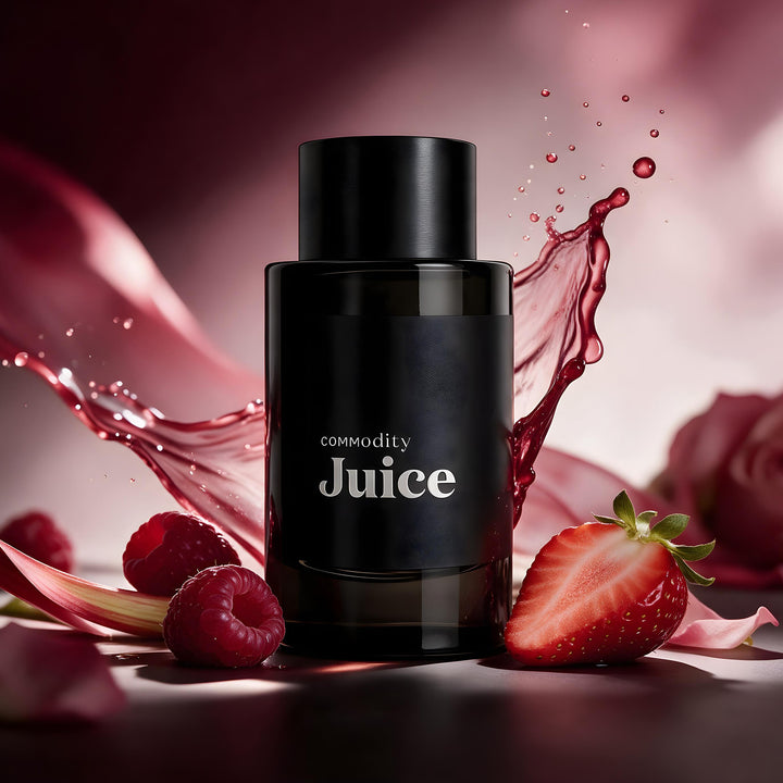 COMMODITY Juice Expressive Eau de Parfum - בושם נישה פירותי עם פטל ותות, זמין בדוגמיות בשמים ודיקנטים