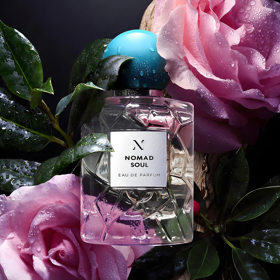 Les Soeurs de Noe Nomad Soul Eau de Parfum בתמונת אווירה עם ורדים ועץ
